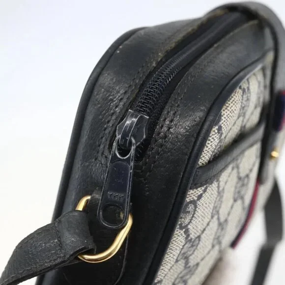 GUCCI GG Supreme Sherry Line Shoulder Bag PVC Navy Gold 89 02 055 Auth am9980 - Picture 10 of 15